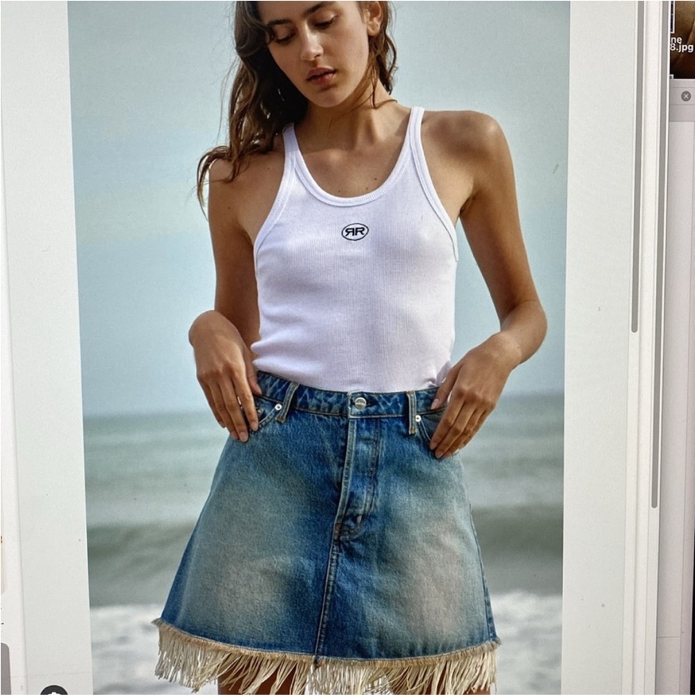 NWT-fringe denim skirt RAGDOLL LOS ANGELES XS